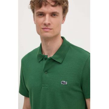 Lacoste tricou polo barbati, culoarea verde, neted, DH5522