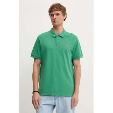 Levi's polo de bumbac culoarea verde, neted