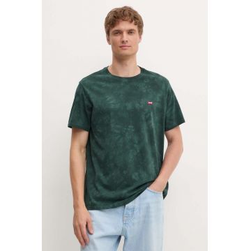 Levi's tricou din bumbac barbati, culoarea verde, neted