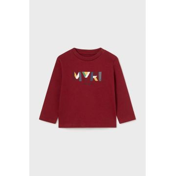 Mayoral longsleeve din bumbac pentru bebeluși culoarea bordo, cu imprimeu, 108