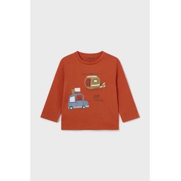 Mayoral longsleeve din bumbac pentru bebeluși culoarea portocaliu, cu imprimeu, 2038