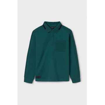 Mayoral tricou polo copii culoarea verde, neted, 7105