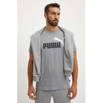 Puma tricou din bumbac barbati, culoarea gri, cu imprimeu, 847382