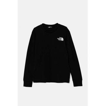 The North Face longsleeve din bumbac pentru copii VERTICAL GRAPHIC RELAXED LS TEE culoarea negru, NF0A89J3JK31