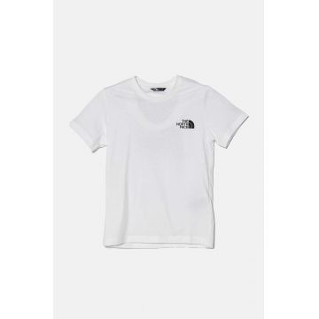 The North Face tricou de bumbac pentru copii REDBOX S/S TEE culoarea alb, cu imprimeu, NF0A89VTFN41