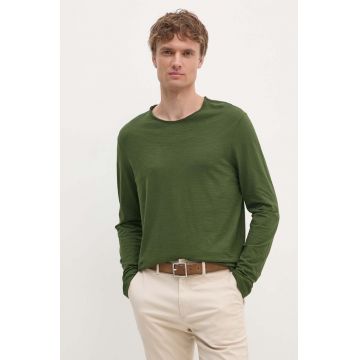 United Colors of Benetton longsleeve din bumbac culoarea verde, neted