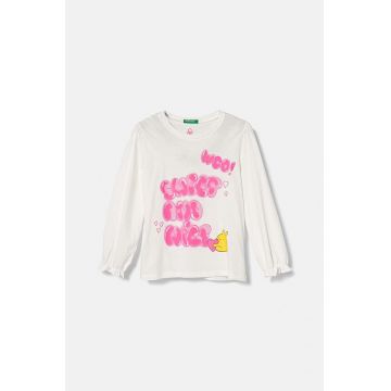 United Colors of Benetton longsleeve din bumbac pentru copii culoarea alb, 3I1XG10FA