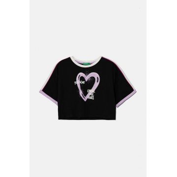 United Colors of Benetton tricou de bumbac pentru copii culoarea negru, 3I1XC10JV