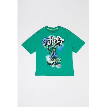 Tricou de bumbac cu imprimeu graffiti