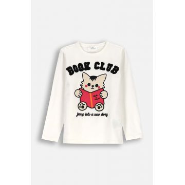 Coccodrillo longsleeve copii culoarea alb, ACADEMY GIRL KIDS