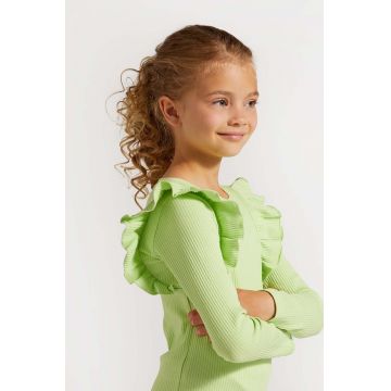 Coccodrillo longsleeve copii culoarea verde, ACADEMY GIRL KIDS