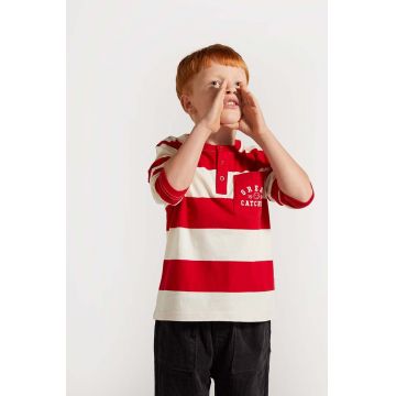 Coccodrillo longsleeve din bumbac pentru copii culoarea rosu, modelator, ACADEMY BOY KIDS