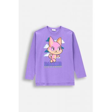 Coccodrillo longsleeve din bumbac pentru copii culoarea violet, EVERYDAY GIRL