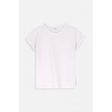 Coccodrillo tricou de bumbac pentru copii culoarea alb, BASIC GIRL