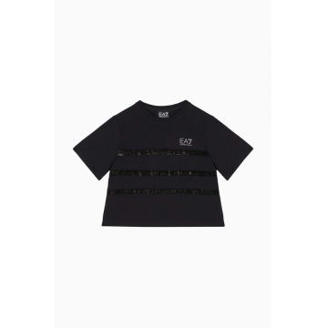 EA7 Emporio Armani tricou copii culoarea negru, 6DFT09 FJDZZ