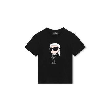 Karl Lagerfeld tricou de bumbac pentru copii culoarea negru, cu imprimeu, Z30240