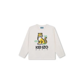 Kenzo Kids longsleeve din bumbac pentru copii culoarea bej, cu imprimeu, K60740