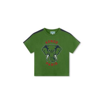 Kenzo Kids tricou de bumbac pentru copii culoarea verde, cu imprimeu, K60745