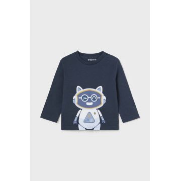 Mayoral longsleeve din bumbac pentru bebeluși culoarea albastru marin, cu imprimeu, 2040