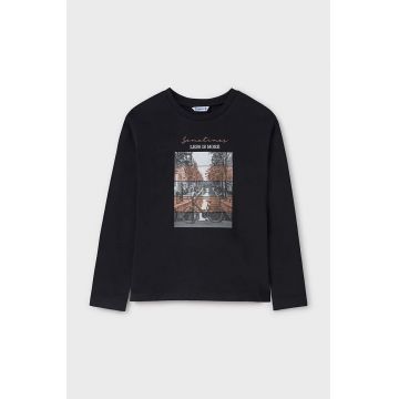 Mayoral longsleeve din bumbac pentru copii culoarea negru, 7009