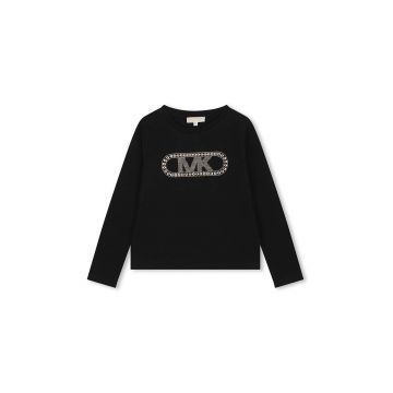 Michael Kors longsleeve din bumbac pentru copii culoarea negru, R30143