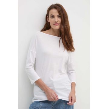 Sisley longsleeve femei, culoarea alb