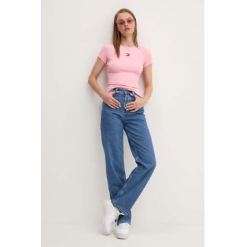 Tommy Jeans tricou femei, culoarea roz