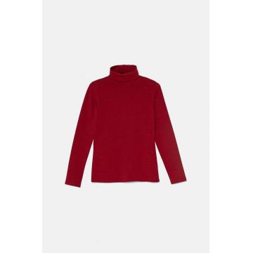 United Colors of Benetton longsleeve copii culoarea bordo, cu guler, 3P4ZC202N