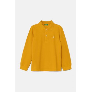 United Colors of Benetton longsleeve din bumbac pentru copii culoarea rosu, neted