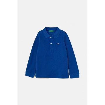 United Colors of Benetton longsleeve din bumbac pentru copii culoarea rosu, neted