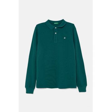 United Colors of Benetton tricou polo copii culoarea verde, neted, 3089C300Z