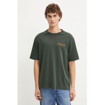 Abercrombie & Fitch tricou din bumbac barbati, culoarea verde, cu imprimeu, KI123-4149