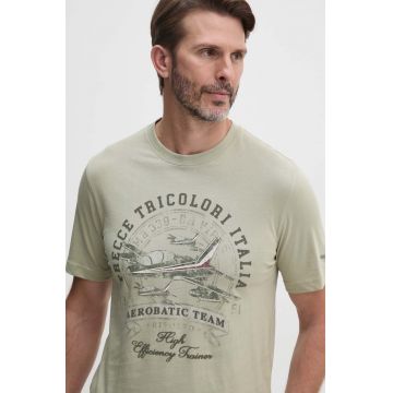 Aeronautica Militare tricou din bumbac barbati, culoarea verde, cu imprimeu, TS2334J641