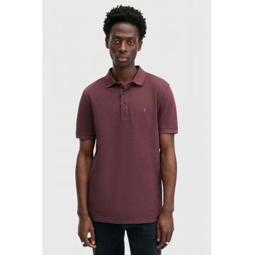 AllSaints polo de bumbac REFORM culoarea bordo, neted, M075PB