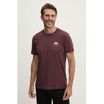 Alpha Industries tricou din bumbac barbati, culoarea bordo, cu imprimeu