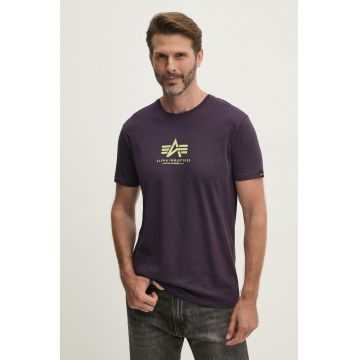 Alpha Industries tricou din bumbac barbati, culoarea violet, cu imprimeu