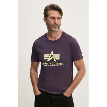 Alpha Industries tricou din bumbac barbati, culoarea violet, cu imprimeu