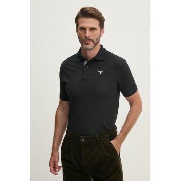 Barbour polo de bumbac Tartan Pique Polo culoarea negru, cu imprimeu, MML0012