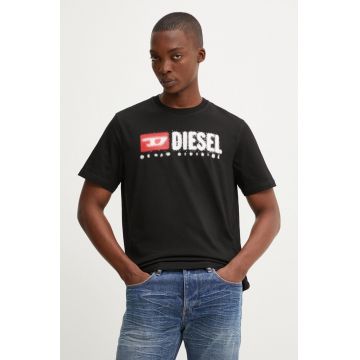 Diesel tricou din bumbac T-ADJUST-K14 barbati, culoarea negru, cu imprimeu, A15025.0GRAI