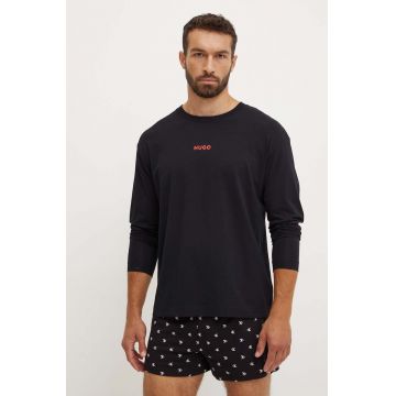 HUGO longsleeve lounge culoarea negru, cu imprimeu, 50522302