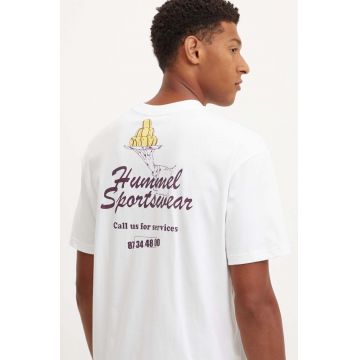 Hummel tricou din bumbac Hummel x Peanuts barbati, culoarea alb, cu imprimeu, 226086