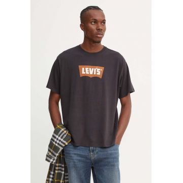 Levi's tricou din bumbac barbati, culoarea negru, cu imprimeu, 000RY