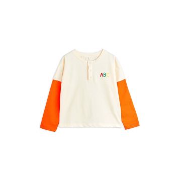 Mini Rodini longsleeve din bumbac pentru copii ABC culoarea alb, neted, 2472011711