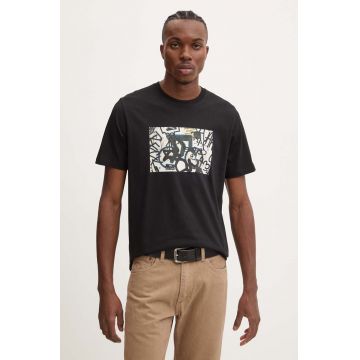 PS Paul Smith tricou din bumbac barbati, culoarea negru, cu imprimeu, M2R.011R.NP4811