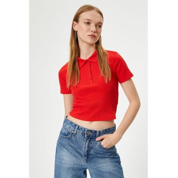 Tricou crop polo