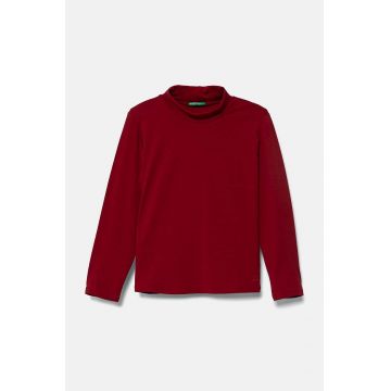 United Colors of Benetton longsleeve copii culoarea bordo, cu turtleneck, 3P4ZG200D