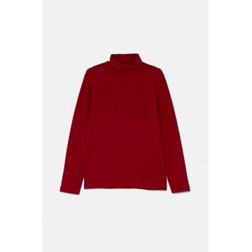 United Colors of Benetton longsleeve copii culoarea bordo, neted, 3DKEC202O