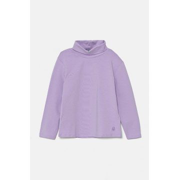 United Colors of Benetton longsleeve copii culoarea violet, cu turtleneck, 3P4ZG200D