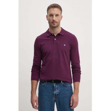 United Colors of Benetton longsleeve din bumbac culoarea violet, neted