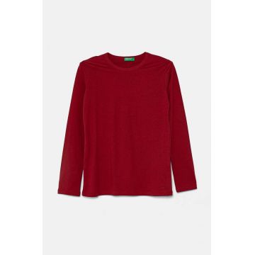 United Colors of Benetton longsleeve din bumbac pentru copii culoarea bordo, 3I1XC10DA